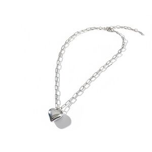 Maurices Silver Puffy Heart Chain Necklace